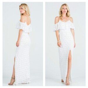 La Scala Off Shoulder White‎ Lace Maxi Dress Size S – Bridal or Formal Gown